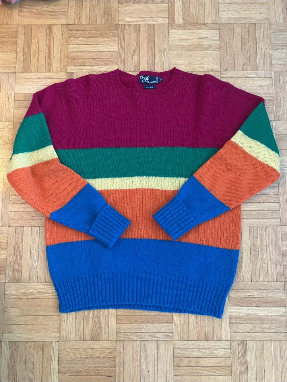 Vintage Polo by Ralph Lauren Bright Multistripe Crewneck Sweater
